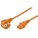 Schuko strømkabel vinklet til C13 2m orange