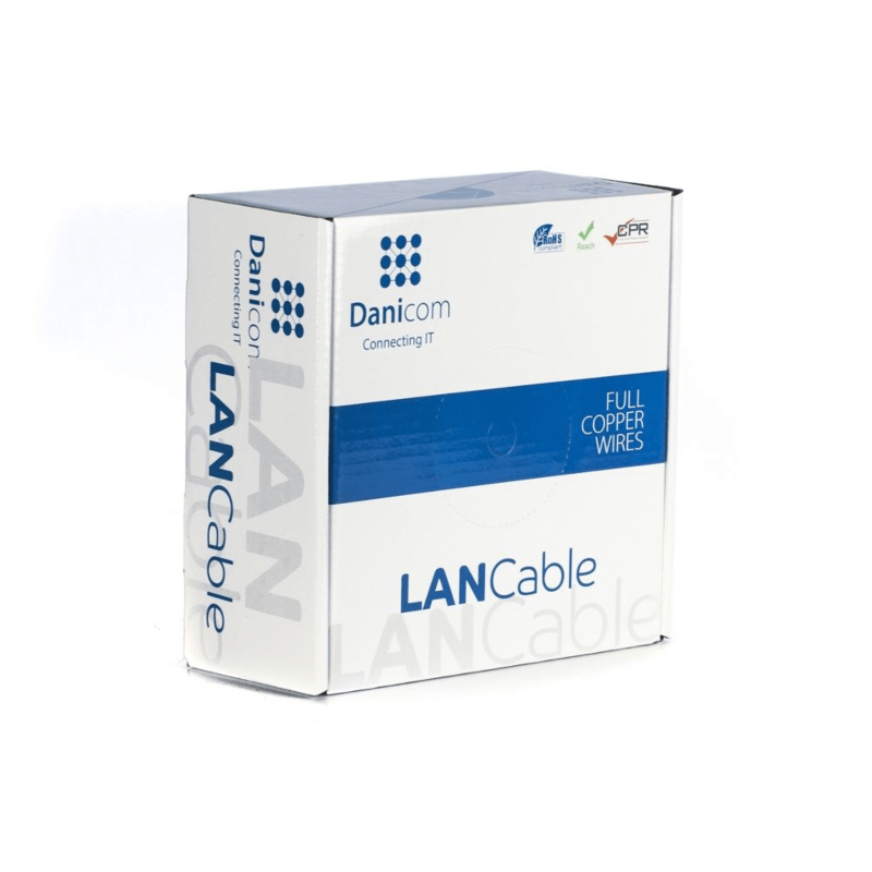DANICOM CAT6A FTP 50m udendørs rullekabel - stiv - PE (Fca)