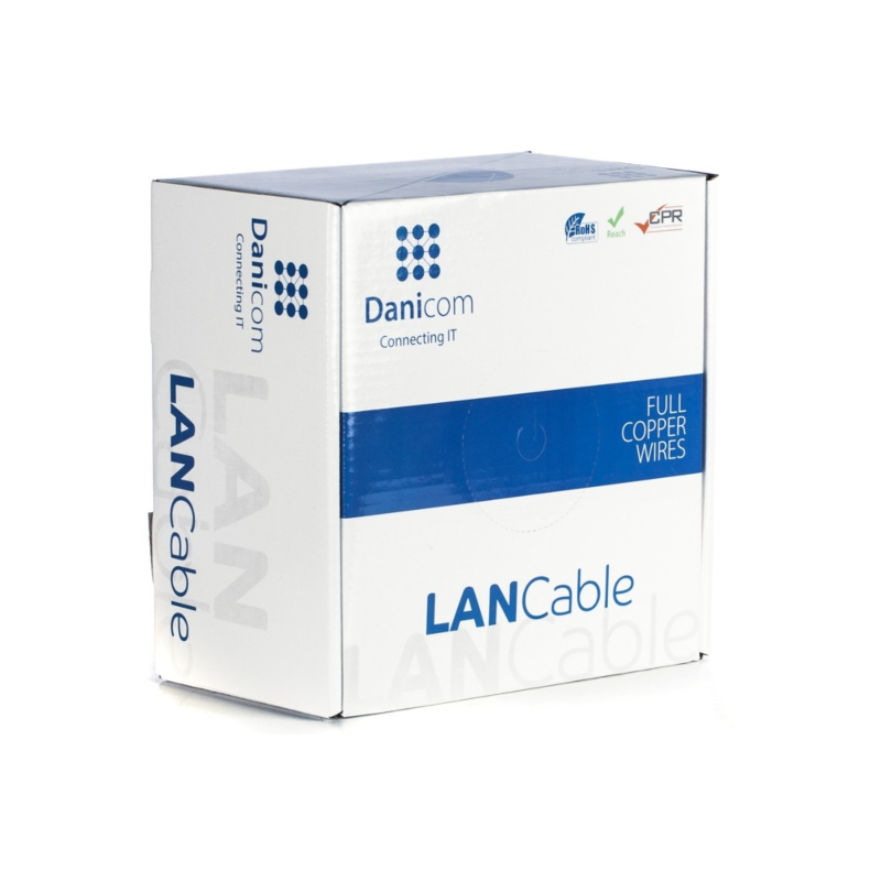 DANICOM CAT6A S/FTP 100m kabel på rulle - LSZH (Dca)
