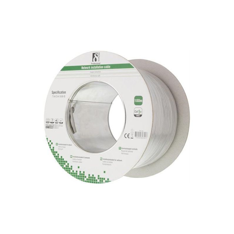 Alfaco Cat5e U/UTP 100m installationskabel rullestiv 100% kobber LSZH (Eca)