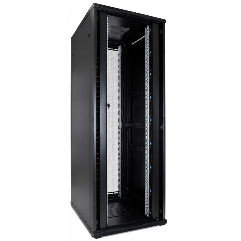 47U serverskab med dobbelt perforeret for- og bagdør 800x800x2200mm (BxDxH)