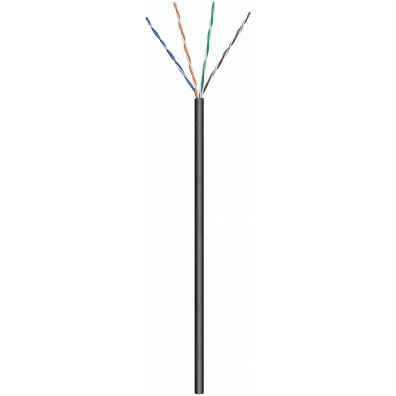 CAT6 U/UTP 50m udendørs kabel på en rulle stiv sort CCA