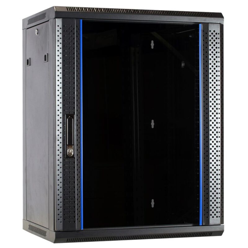 15U vægskab med glaslåge 600x450x770mm (BxDxH)