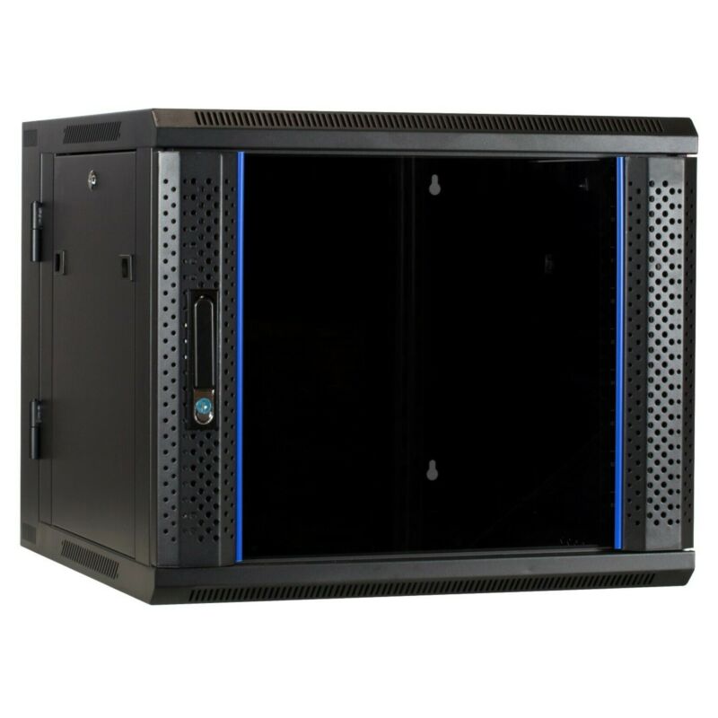 9U vægskab (vipbart) med glaslåge 600x600x500mm (BxDxH)