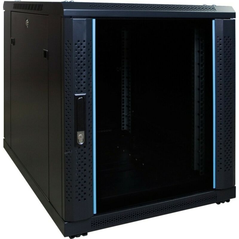12U mini serverskab med glaslåge 600x600x720mm (BxDxH)