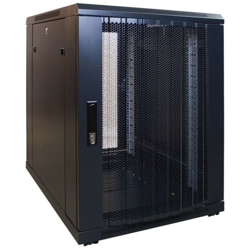 15U mini serverskab med perforeret låge 600x800x860mm (BxDxH)