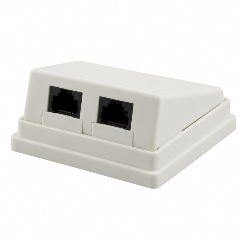 CAT5e UTP 2 port overflademonteret boks, elfenben