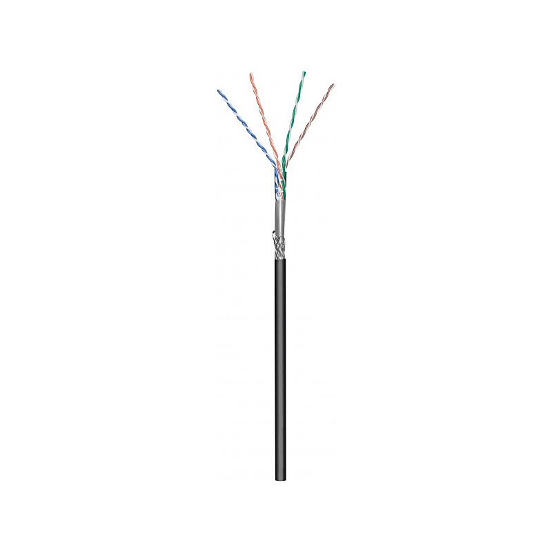 CAT6 SF/UTP 50m udendørs kabel på rulle, stiv sort CCA