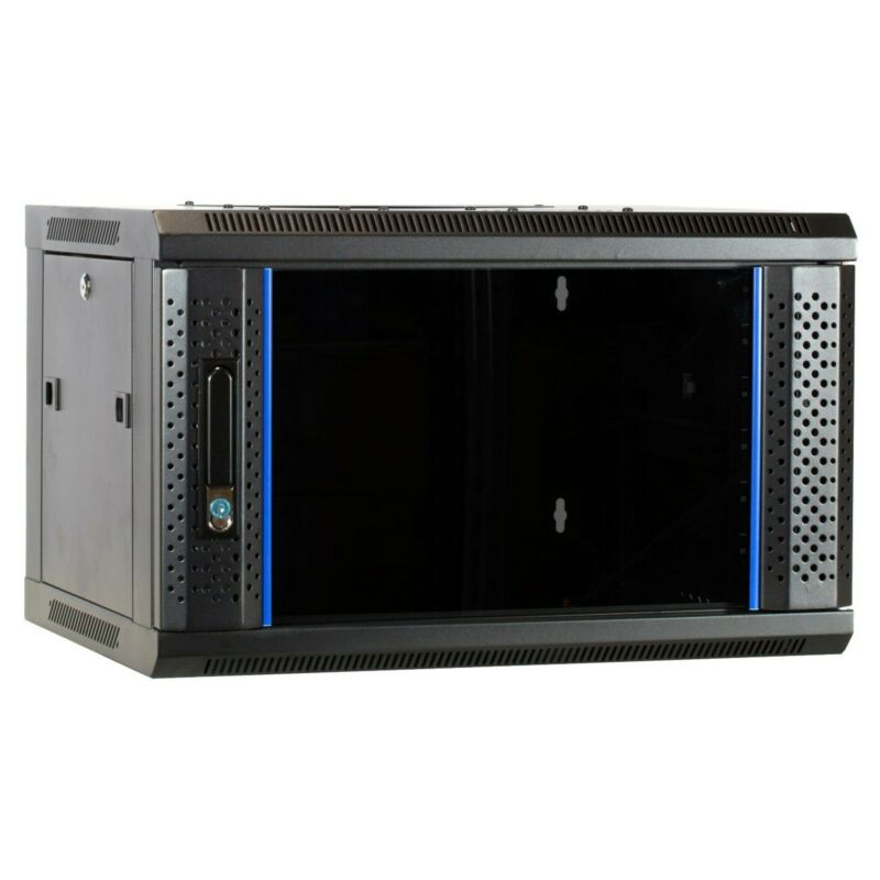 6U vægskab med glaslåge 600x450x368mm (BxDxH)