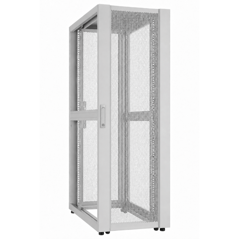 52U Datacenter serverskab med perforeret låge 600x1200x2400mm (BxDxH) Grå