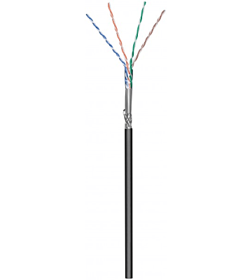 CAT6 S/FTP 305m udendørs kabel på en rulle fleksibel sort CCA