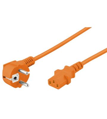 Schuko strømkabel vinklet til C13 2m orange