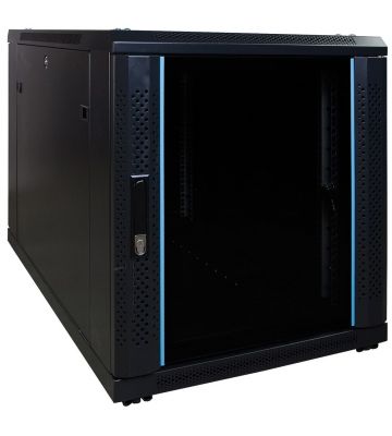 12U mini serverskab med glaslåge 600x1000x720mm (BxDxH)