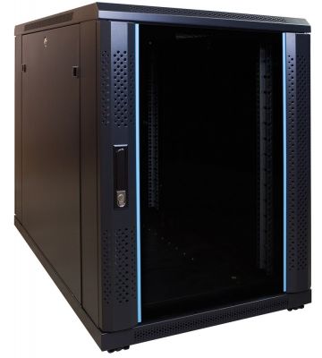 15U mini serverskab med glaslåge 600x1000x860mm (BxDxH)