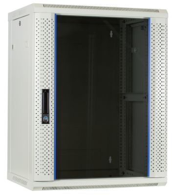 15U hvidt vægskab med glaslåge 600x450x770mm (BxDxH)