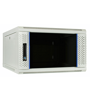 6U hvidt vægskab med glaslåge 600x600x368mm (BxDxH)