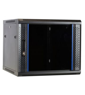 9U vægskab med glaslåge 600x600x500mm (BxDxH)