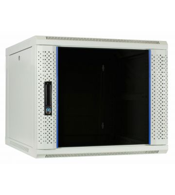 9U hvidt vægskab med glaslåge 600x600x500mm (BxDxH)
