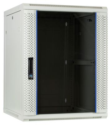 15U hvidt vægskab med glaslåge 600x600x770mm (BxDxH)