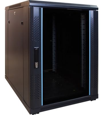 15U mini serverskab med glaslåge 600x600x860mm (BxDxH)