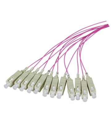 OM4 fiberoptisk pigtail lilla LC - 12 stk