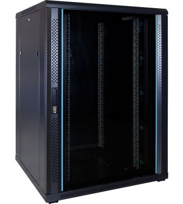 22U serverskab med glaslåge 800x800x1200mm (BxDxH)