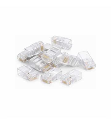 DANICOM UTP CAT5e RJ45 gennemstiksstik - Gennemføring for fleksibel og stiv kerne - 10 stk.