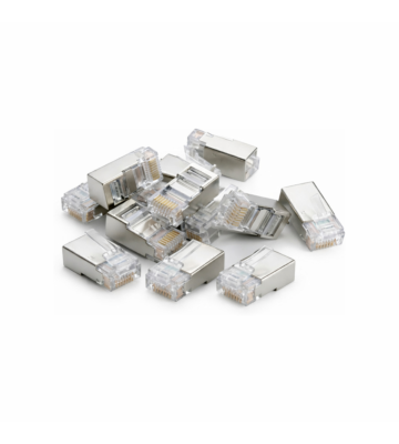 DANICOM FTP CAT5e RJ45 gennemstiksstik - Gennemføring for fleksibel og stiv kerne - 10 stk.