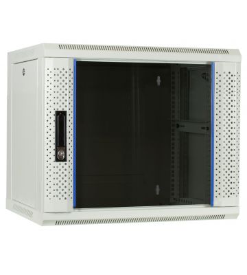 9U hvidt vægskab med glaslåge 600x450x500mm (BxDxH)