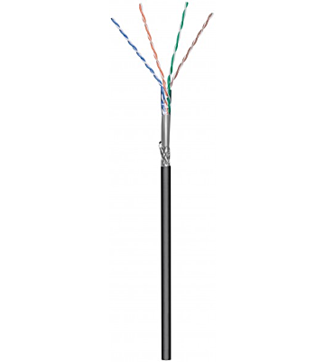 CAT6 SF/UTP 305m udendørs kabel på rulle, stiv sort CCA