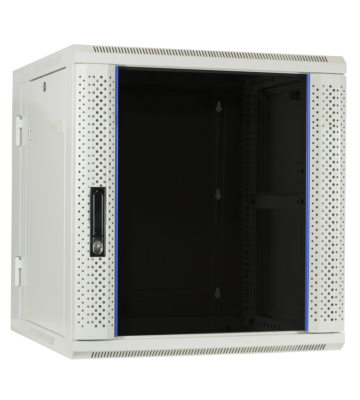 12U hvidt vægskab (vipbart) med glaslåge 600x600x635mm (BxDxH)