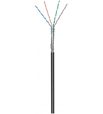 CAT6 SF/UTP 50m udendørs kabel på en rulle fleksibel sort CCA