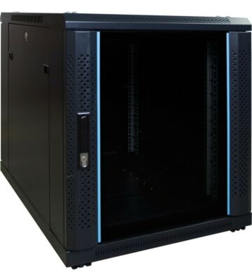 12U mini serverskab med glaslåge 600x800x720mm (BxDxH)