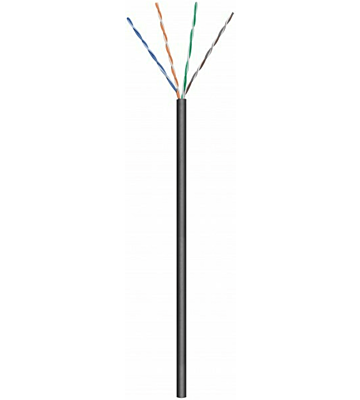 CAT6 U/UTP 100m udendørs kabel på rulle, stiv sort CCA