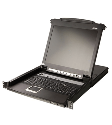 1U 17 tommer KVM konsol med 8 port KVM Switch x PS/2