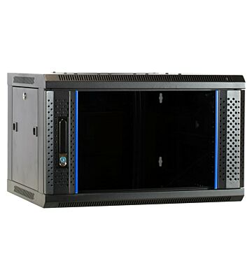 6U vægskab usamlet med glaslåge 600x450x368mm (BxDxH)