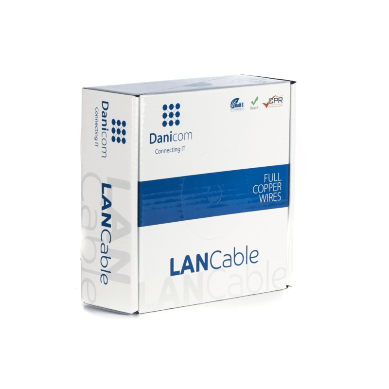 DANICOM CAT6A S/FTP 50m kabel på rulle fleksibel - PVC (Fca)