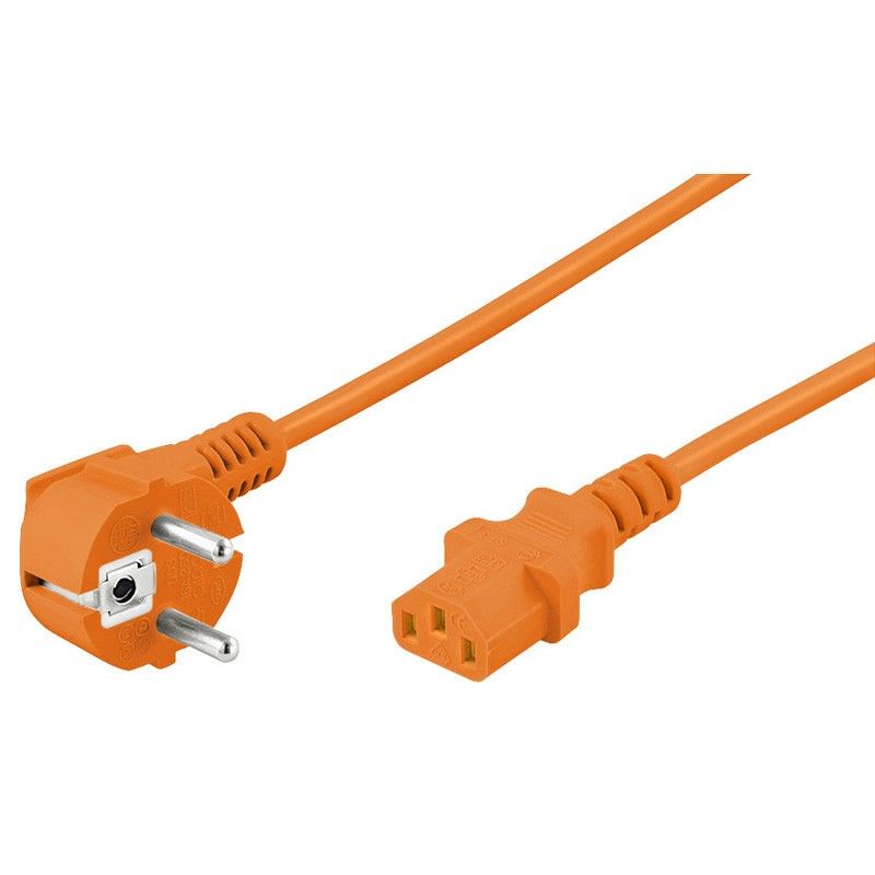 Strømkabel vinklet Schuko til C13 5m orange