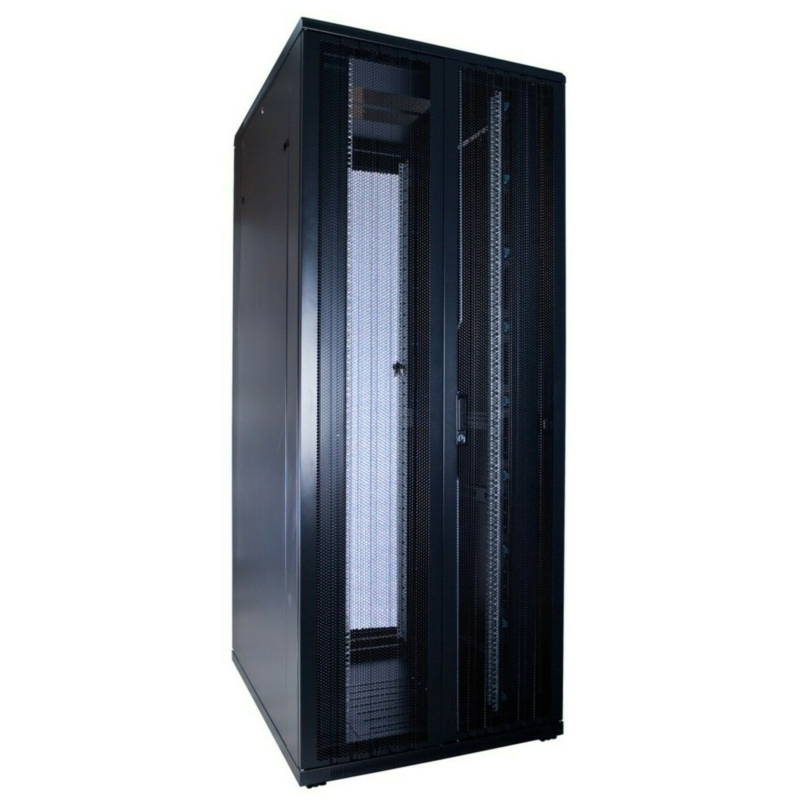 42U serverskab med dobbelte perforerede for- og bagdøre 800x1000x2000mm (BxDxH)