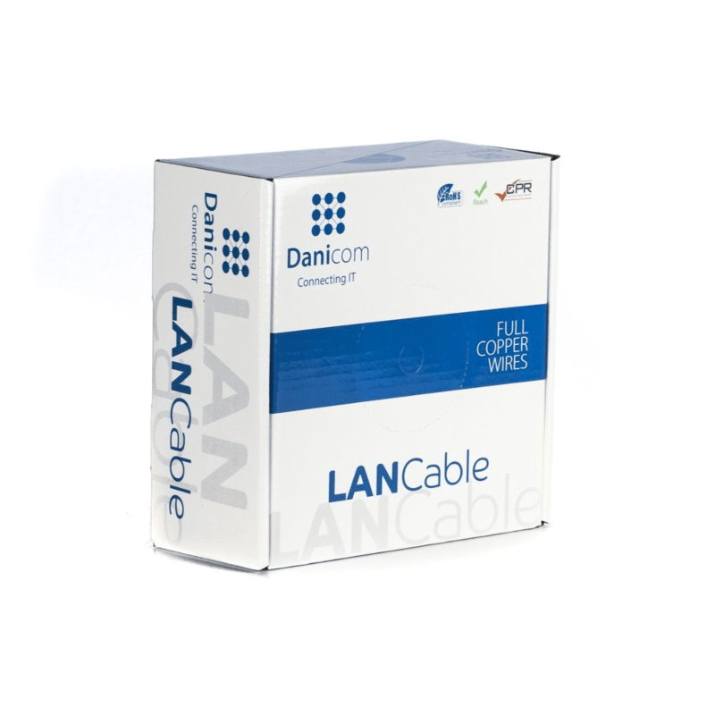 DANICOM CAT6A UTP 100m Udendørs kabel på rullestift - PE (Fca)