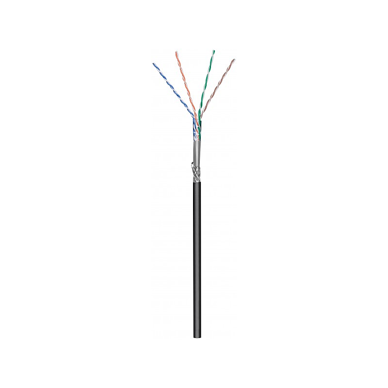 CAT6 S/FTP 100m udendørs kabel på en rulle fleksibel sort CCA