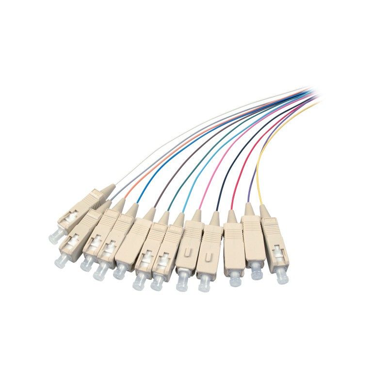 OS2 fiberoptisk pigtail farvet sæt SC/APC - 12 stk
