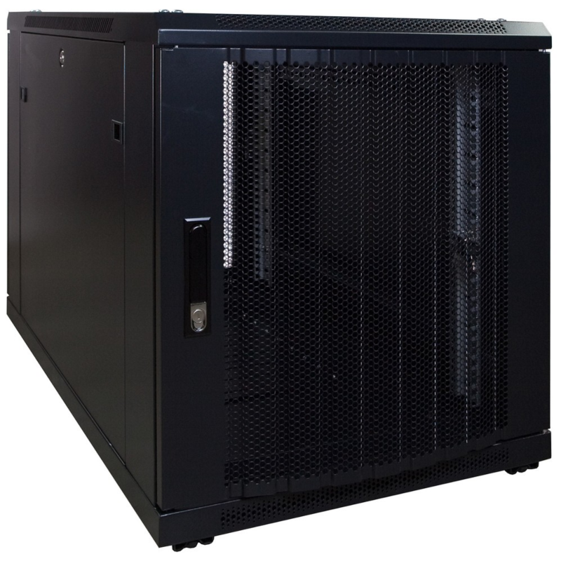 12U mini server rack med perforeret dør 600x1200x720mm (BxDxH)