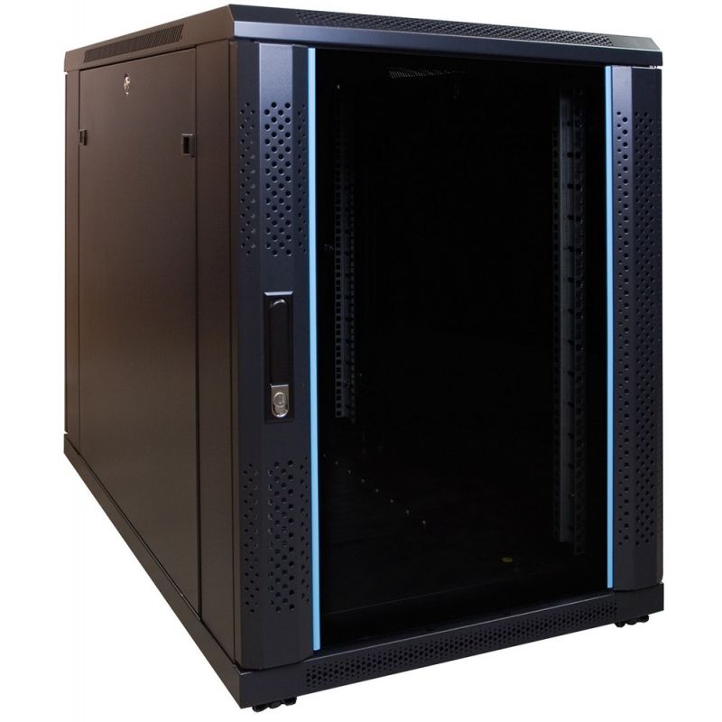 15U mini serverskab med glaslåge 600x1000x860mm (BxDxH)