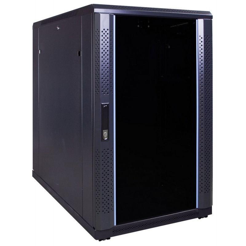18U serverskab med glaslåge 600x1000x1000mm (BxDxH)