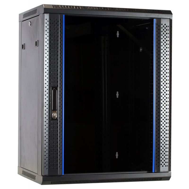 15U vægskab usamlet med glaslåge 600x450x770mm (BxDxH)