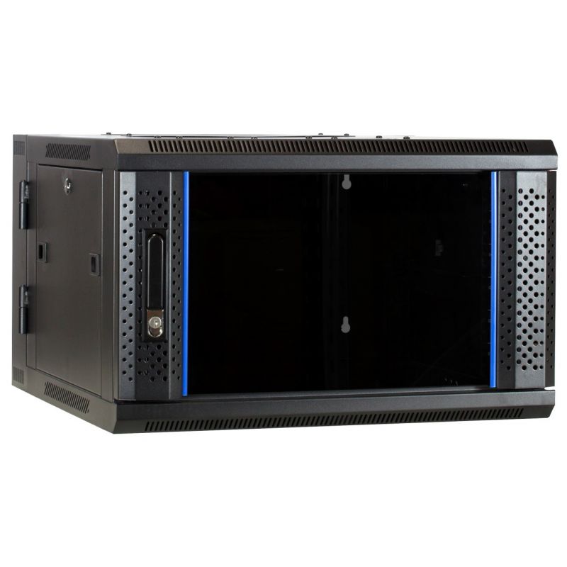 6U vægskab (vipbart) med glaslåge 600x600x368mm (BxDxH)