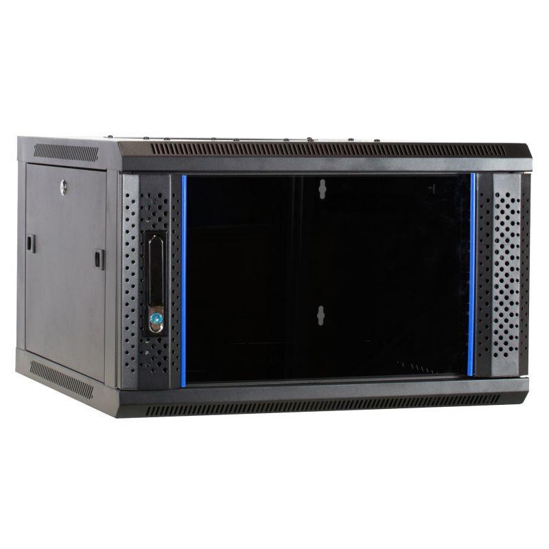 6U vægskab usamlet med glaslåge 600x600x368mm (BxDxH)