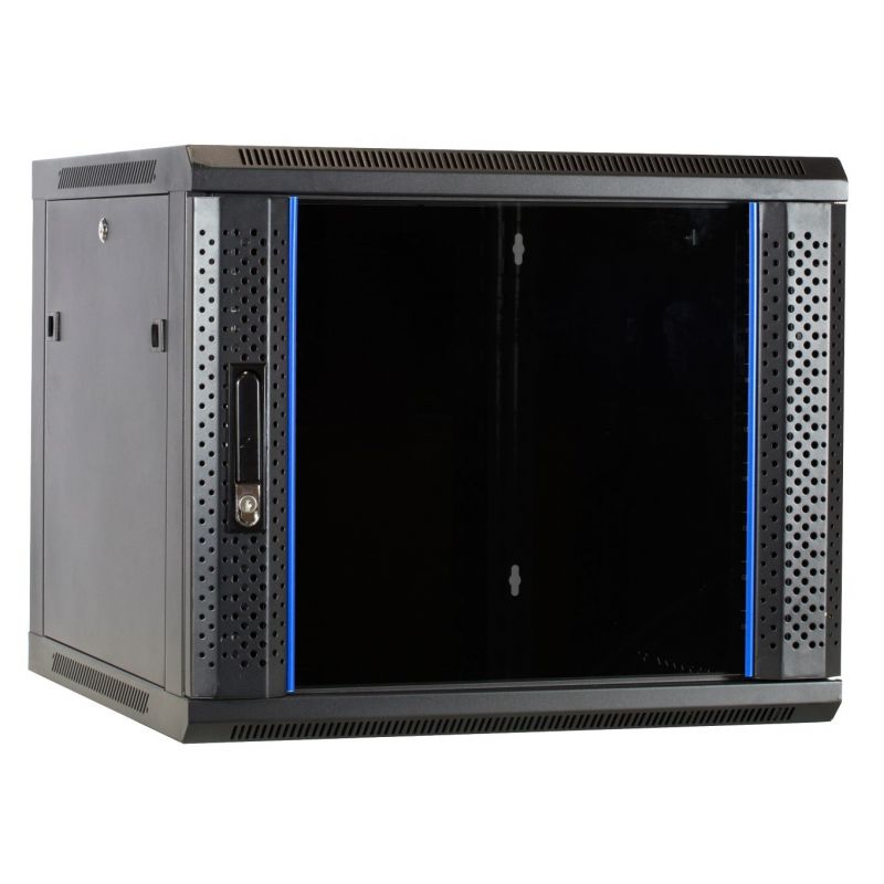 9U vægskab med glaslåge 600x600x500mm (BxDxH)