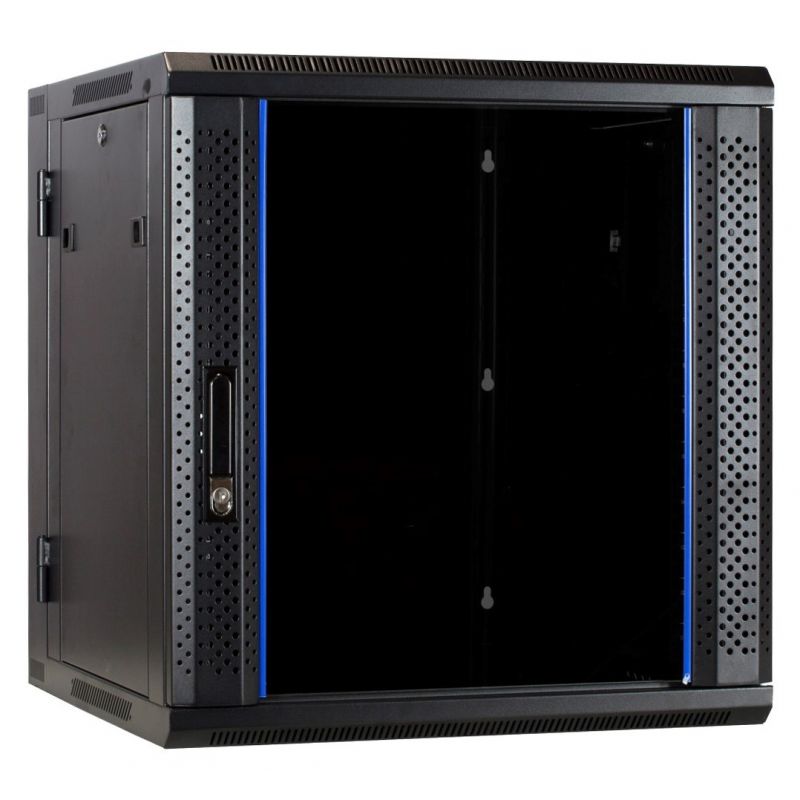 12U vægskab (vipbart) med glaslåge 600x600x635mm (BxDxH)